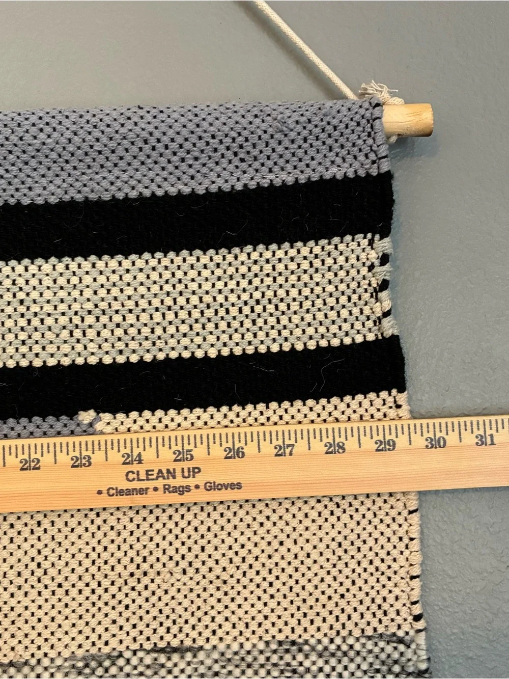 New. Wool Handwoven Boho Geometric Wall Hanging Decor - Beige, Gray & Black